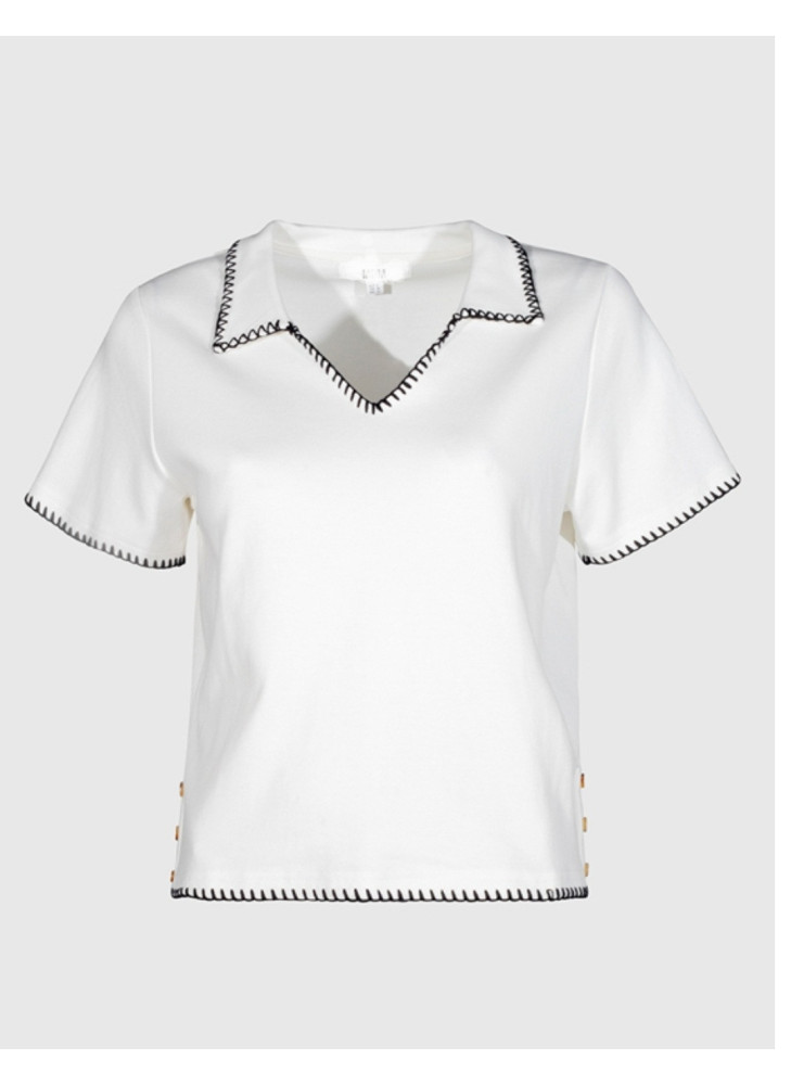 Polo  blanco de mujer con vivo P1