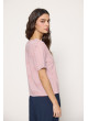 Camiseta de rayas de mujer botón en hombro