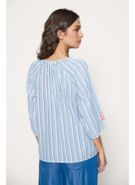 Blusa de rayas azules de mujer