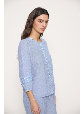 Camisa de rayas azules de mujer