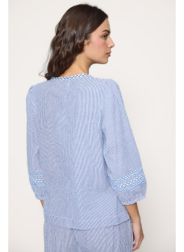 Camisa de rayas azules de mujer