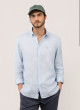 Camisa EL GANSO azul de lino 260032 de hombre