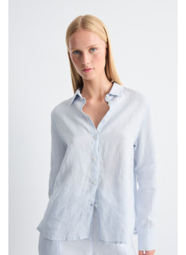 Camisa de lino azul...