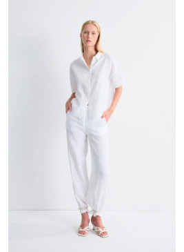 Camisa  Mus&Bombon Bobby blanca de lino manga corta