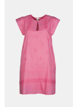 Vestido fucsia corto de algodón