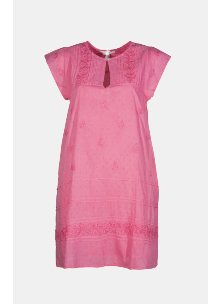 Vestido fucsia corto de algodón