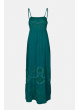 Vestido largo verde de tirantes  con bordados
