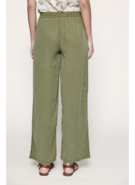 Pantalón verde de tencel de mujer