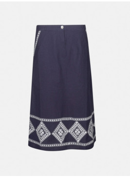 Falda azul con bordados midi