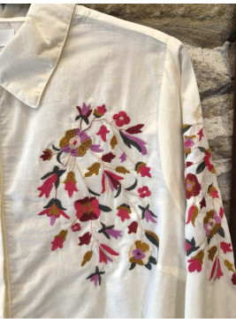 Camisa con bordados multicolor de algodón de mujer M33