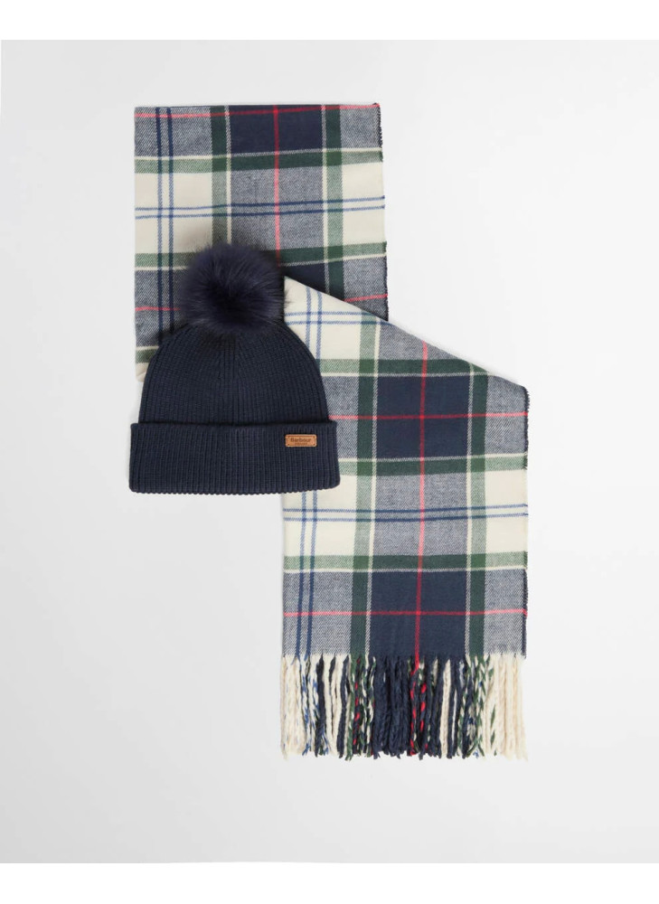 Barbour Dover Beanie & Hailes Scarf gift set light evergreen conjunto de bufanda y gorro