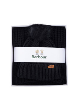 Barbour Saltburn Beanie &Scarf gift set black,bufanda y gorro negro.