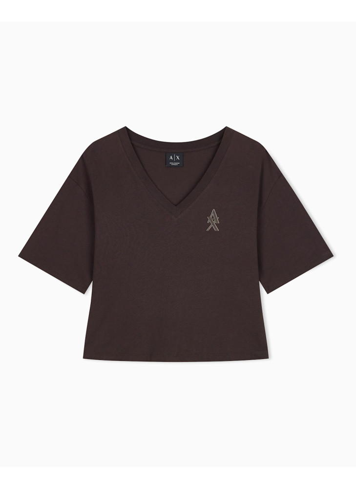 Camiseta Armani Exchange marrón de pico corta XW002956