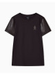 Camiseta Armani Exchange marrón de manga corta con mangas en polipiel XW002812