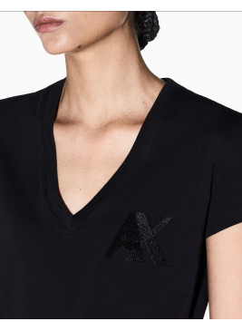 Camiseta Armani Exchange negra de pico XW002777 de mujer