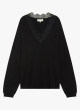 Jersey negro de cuello pico con puntilla Agustin
