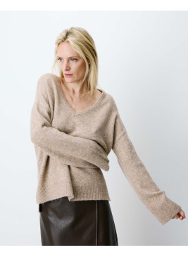 Jersey de cuello pico Salvador de lurex  de mujer