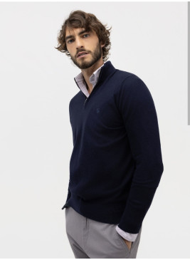 El Ganso Jersey básico cuello camionero marino  azul 260016
