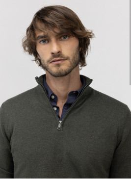 El Ganso Jersey básico cuello camionero verde oscuro 260014