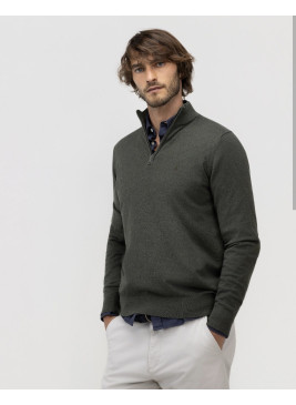 El Ganso Jersey básico cuello camionero verde oscuro 260014