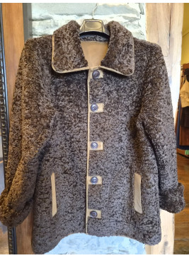 Chaqueta reversible de piel sintética astracán de mujer
