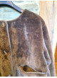 Chaqueta reversible marrón corto con bufanda extraible de mujer