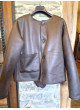 Chaqueta reversible marrón corto con bufanda extraible de mujer