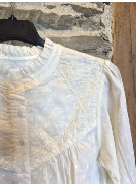 Camisa cuello mao plumeti de algodón